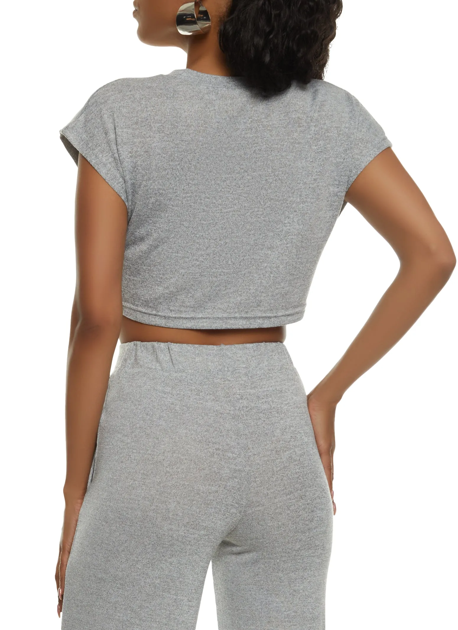 Daisy Brushed Knit Cap Sleeve Crop Top sold by Rainbow product image thumbnail 3