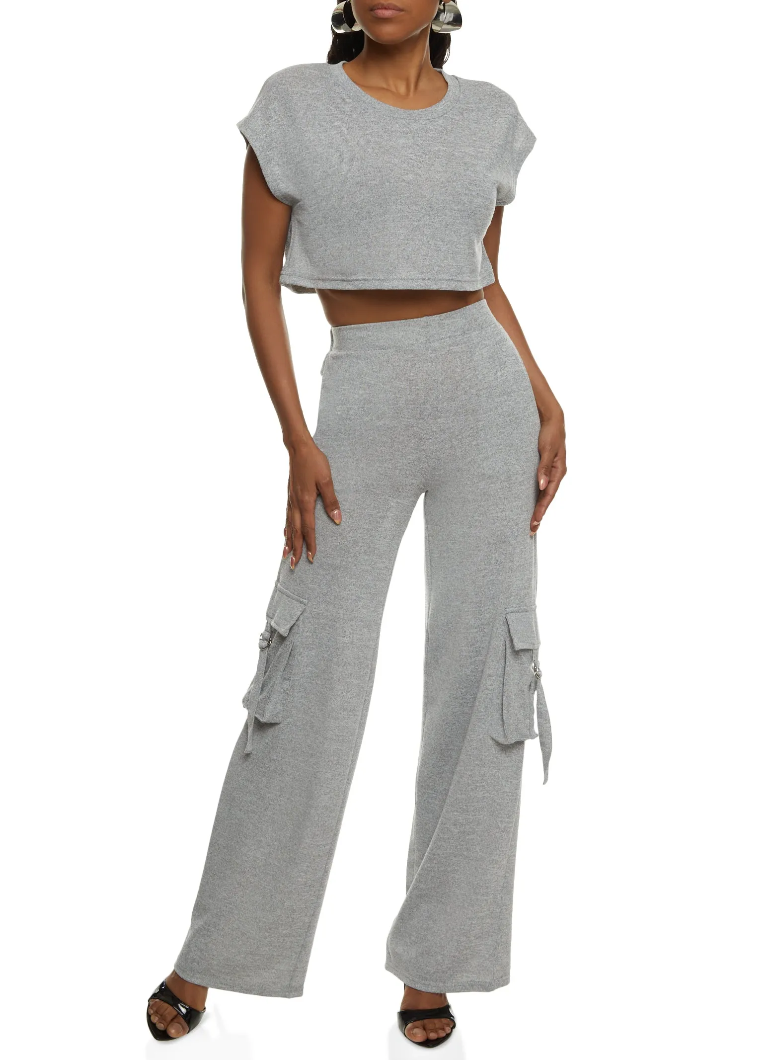 Daisy Brushed Knit Cap Sleeve Crop Top sold by Rainbow product image thumbnail 2