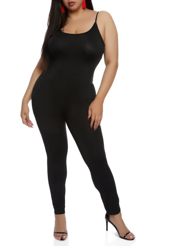 Plus Size Scoop Neck Cami Jumpsuit sold by Rainbow