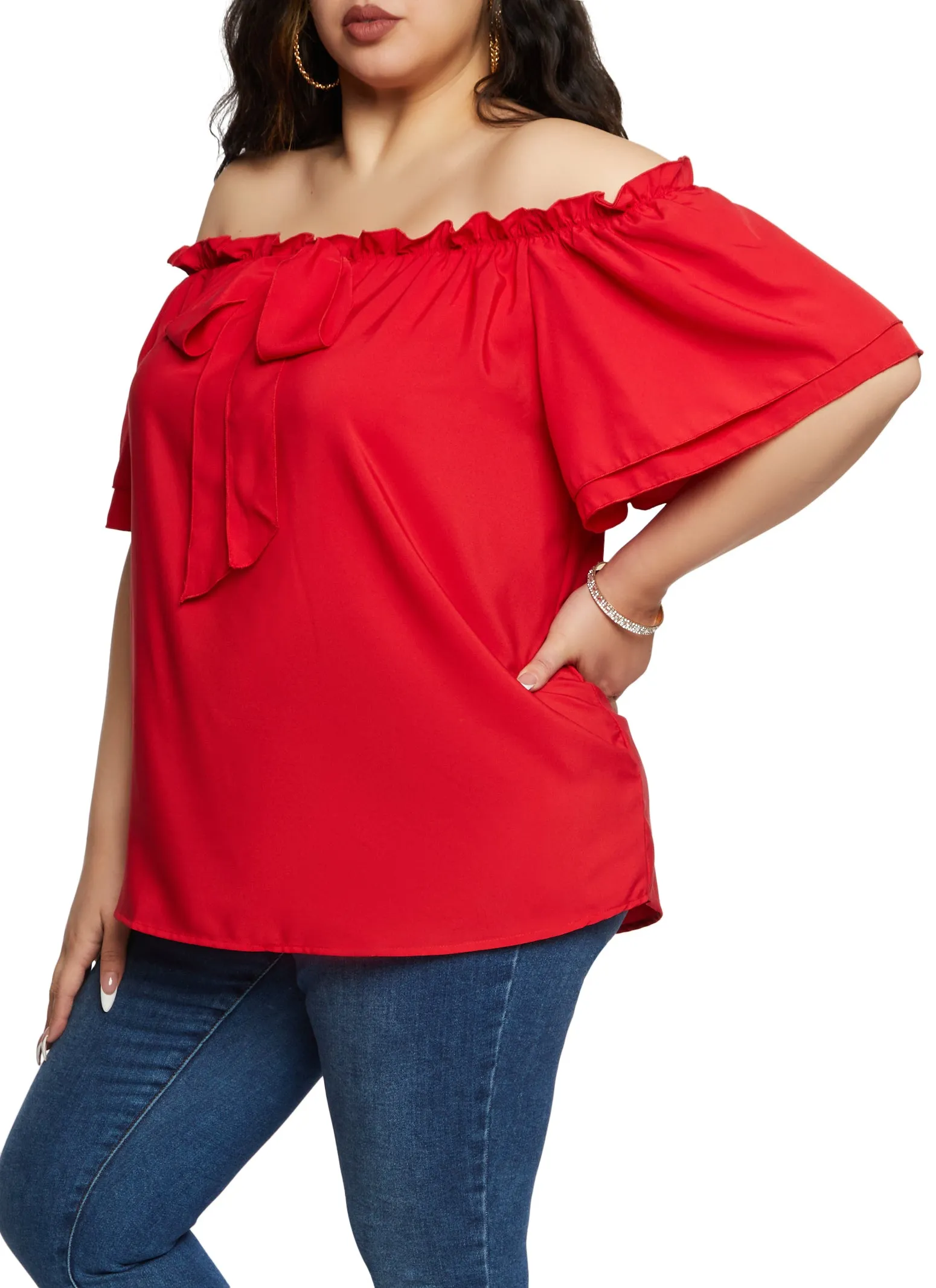 Plus Size Off the Shoulder Bow Front Blouse sold by Rainbow product image thumbnail 2