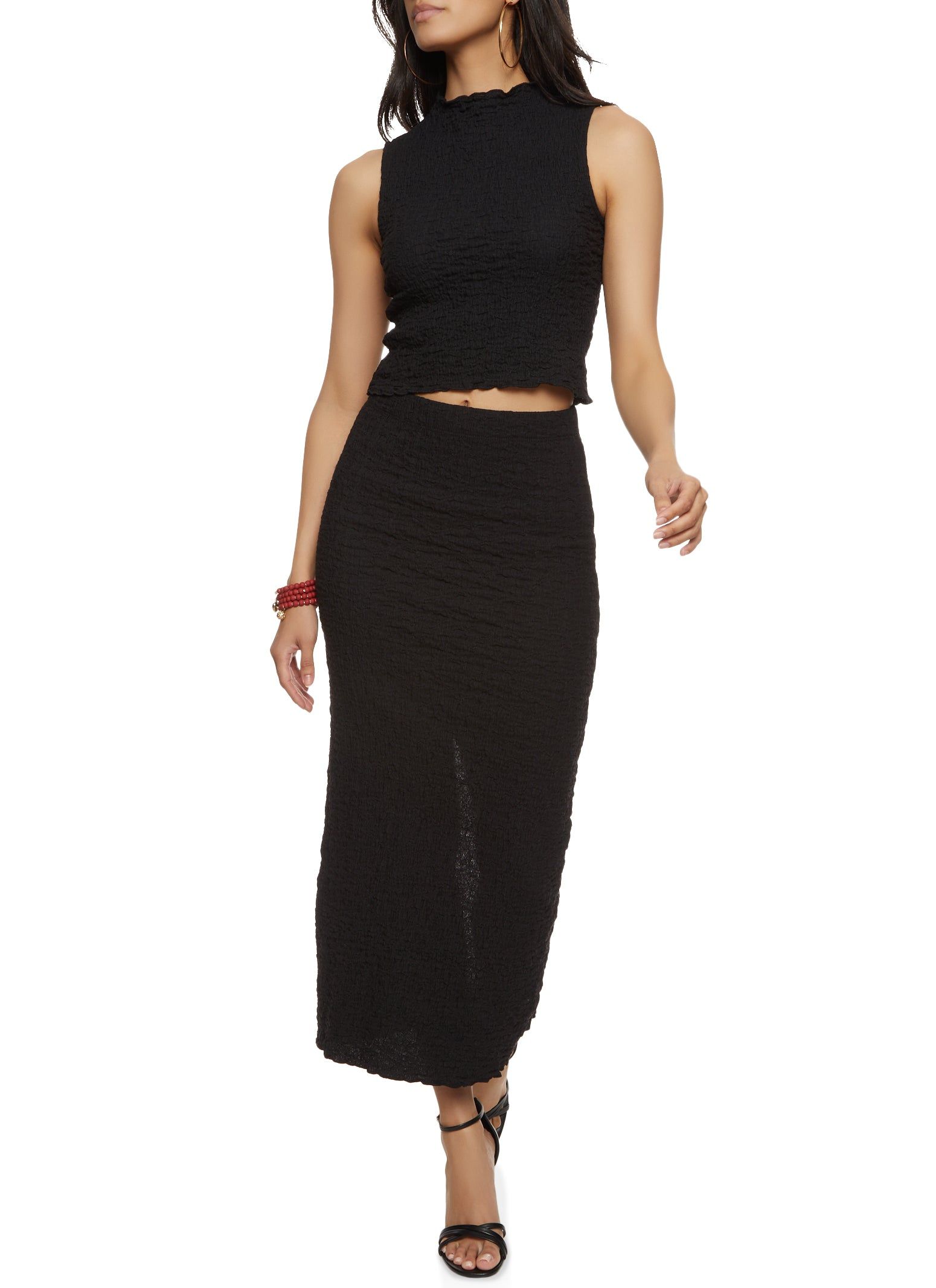 Textured Mock Neck Cropped Tank Top sold by Rainbow product image thumbnail 2