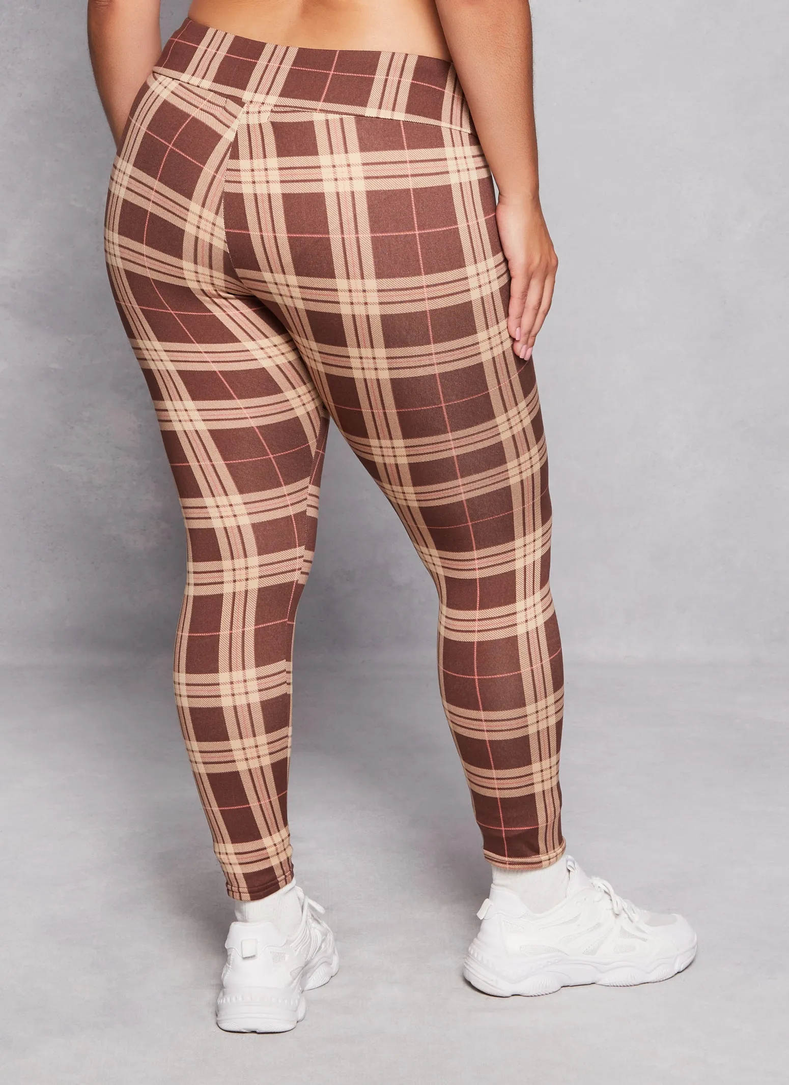 Plus Size Plaid Soft Knit High Waist Leggings sold by Rainbow product image thumbnail 3