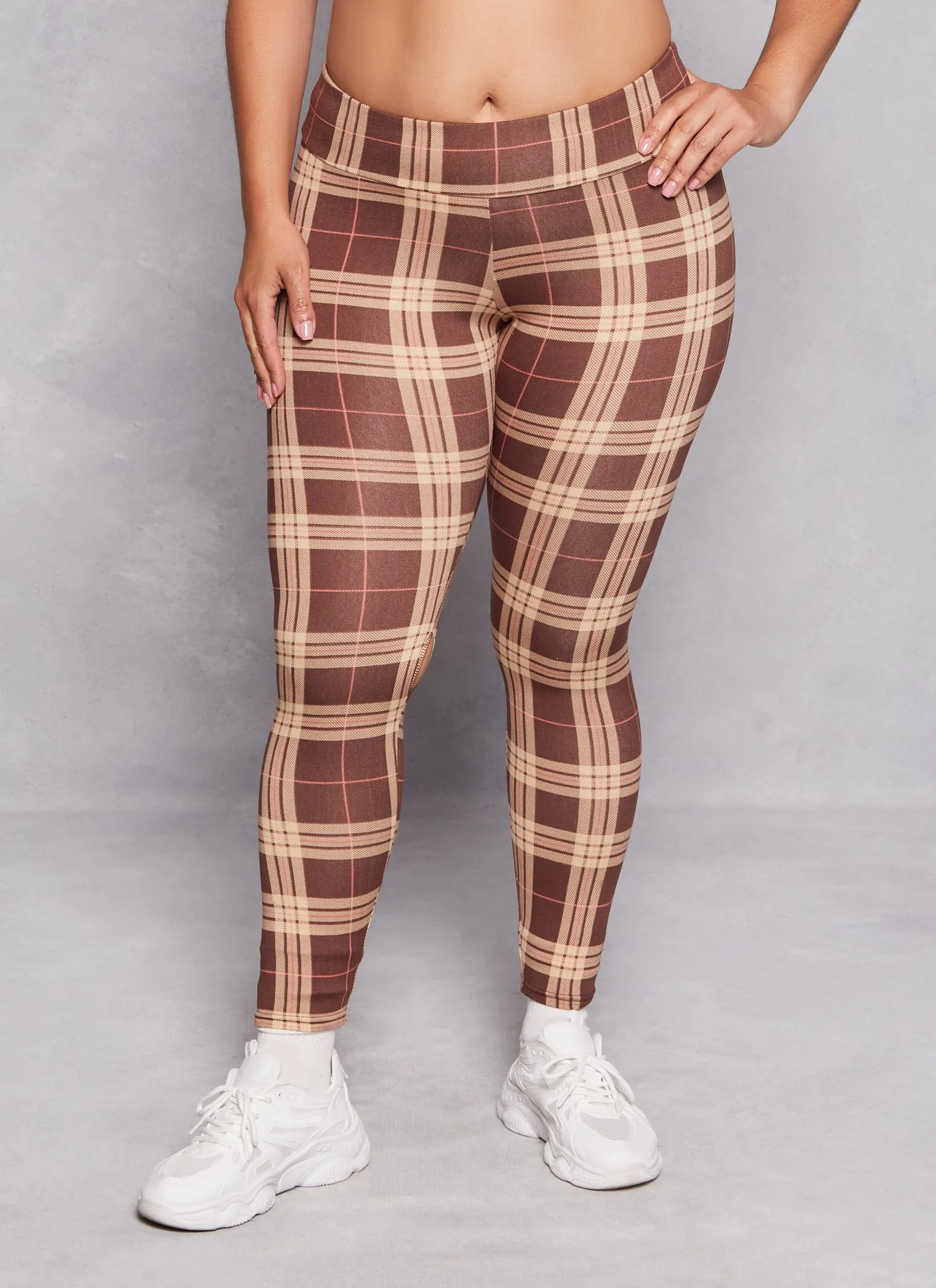 Plus Size Plaid Soft Knit High Waist Leggings sold by Rainbow product image thumbnail 2