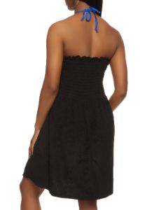 Solid Terry Cloth Strapless Smocked Cover Up Dress sold by Rainbow