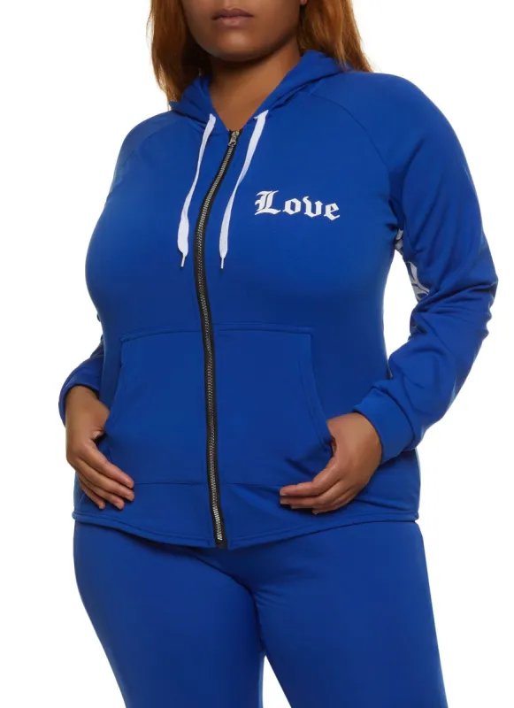 Plus Size Love Is Love Zip Front Hoodie sold by Rainbow
