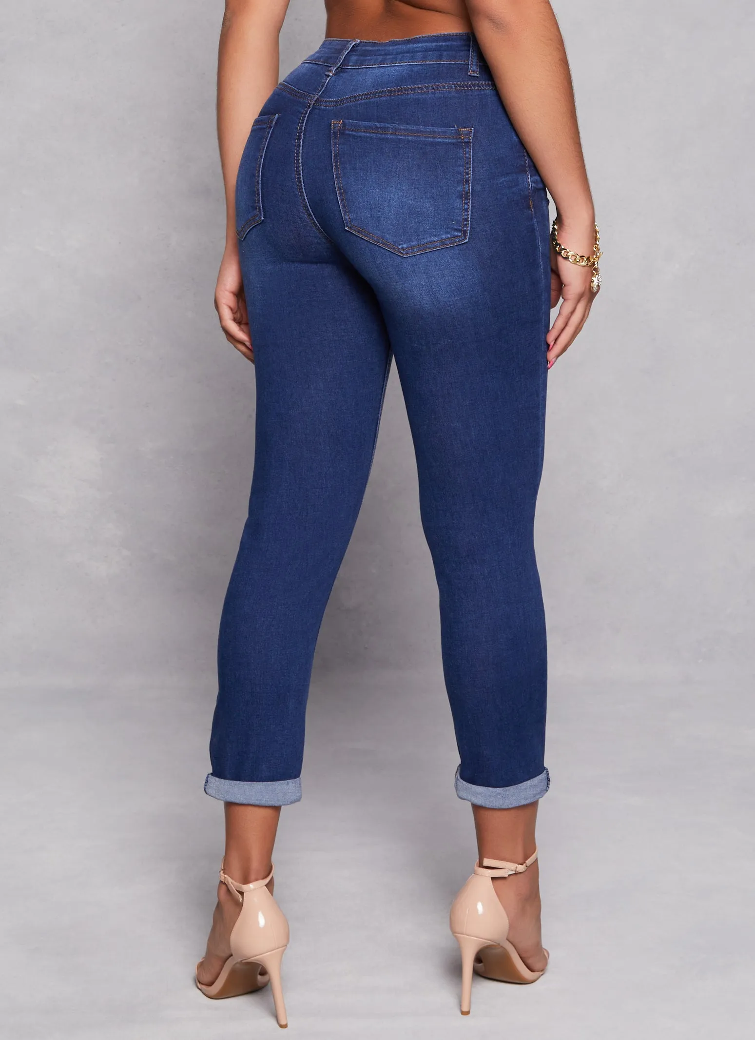 WAX High Waist Rolled Cuff Denim Jeans sold by Rainbow product image thumbnail 3