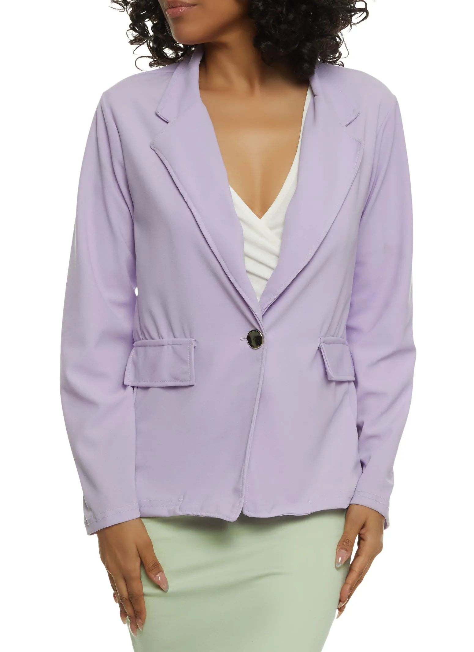 Notch Collar Buttoned Blazer sold by Rainbow