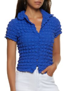 Bubble Knit Button Front Shirt sold by Rainbow