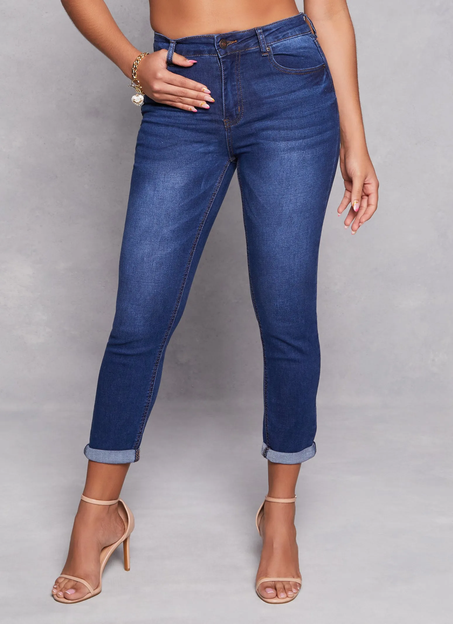 WAX High Waist Rolled Cuff Denim Jeans sold by Rainbow product image thumbnail 2