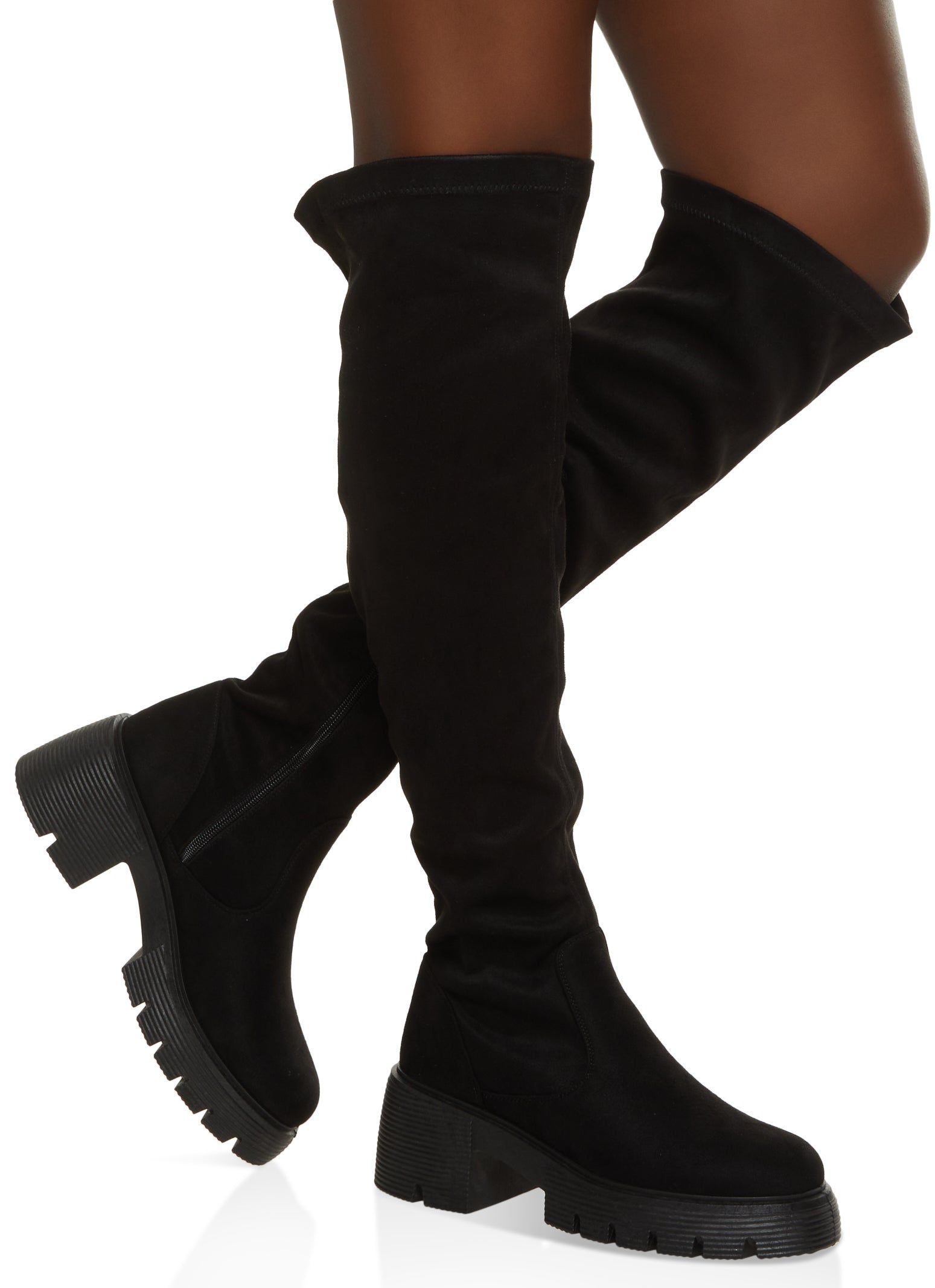 Lug Sole Knee High Platform Boots sold by Rainbow
