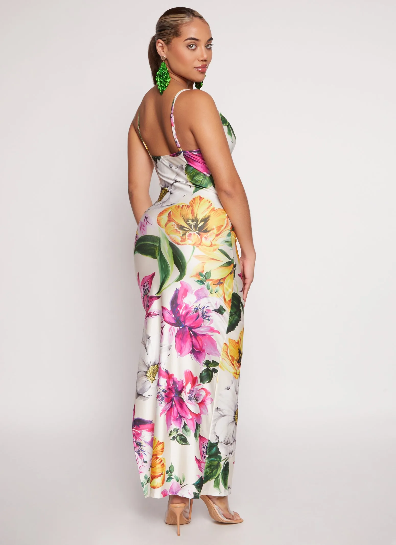 Haute Monde Floral Print Side Slit Maxi Dress sold by Rainbow product image thumbnail 3