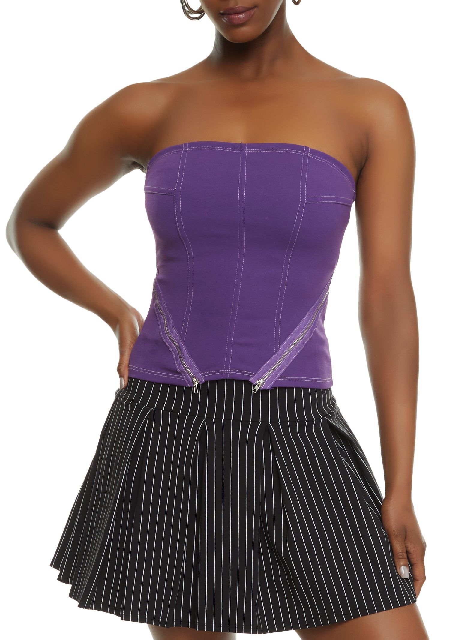 Scuba Zipper Detail Tube Top sold by Rainbow