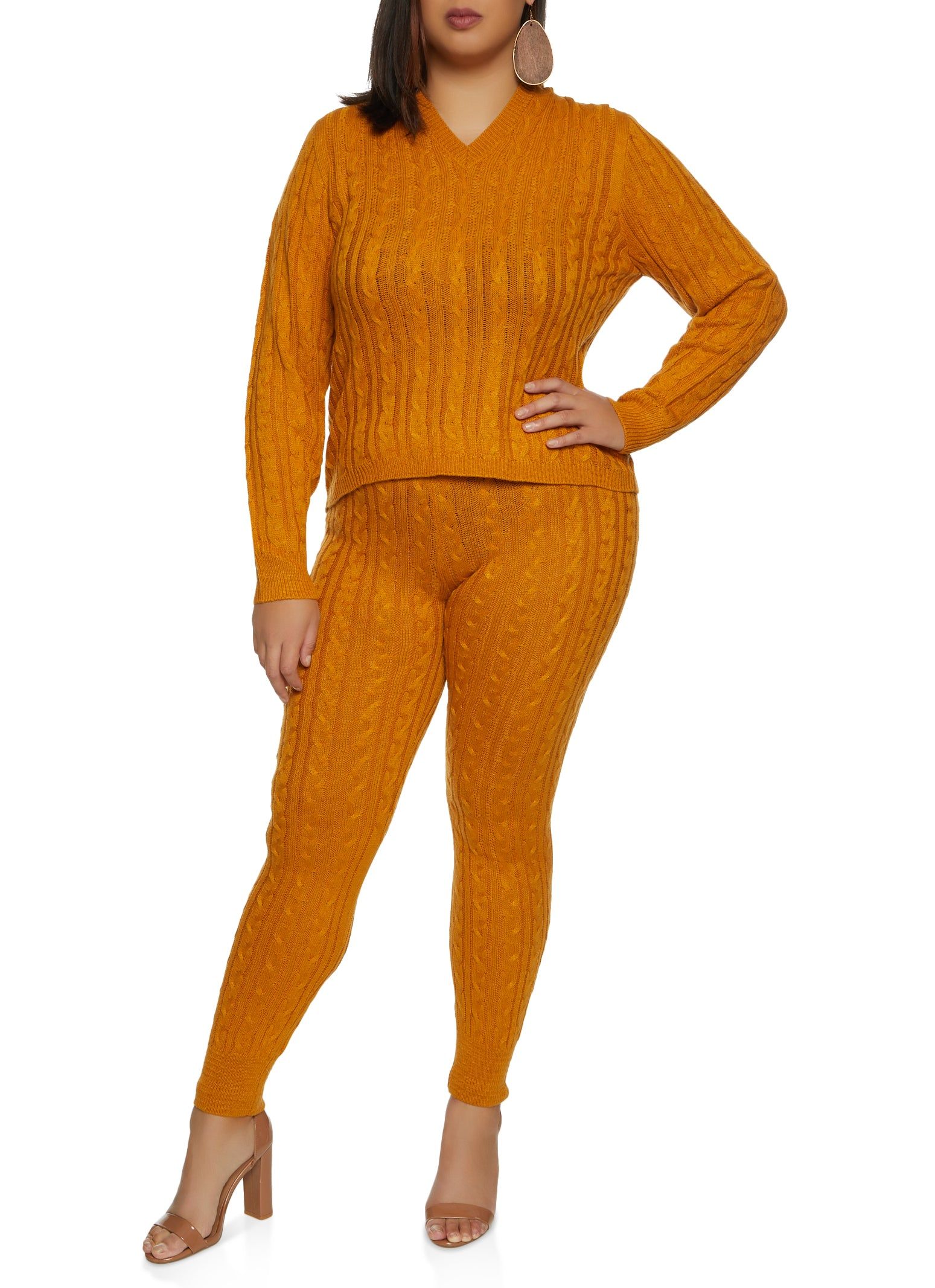 Plus Size Cable Knit Hooded Sweater sold by Rainbow product image thumbnail 2