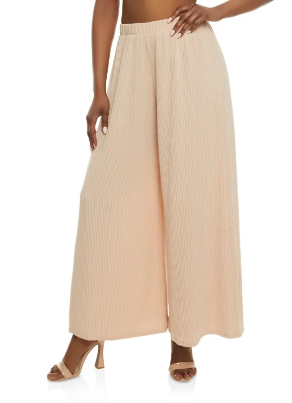 Textured Ribbed Knit Palazzo Pants sold by Rainbow