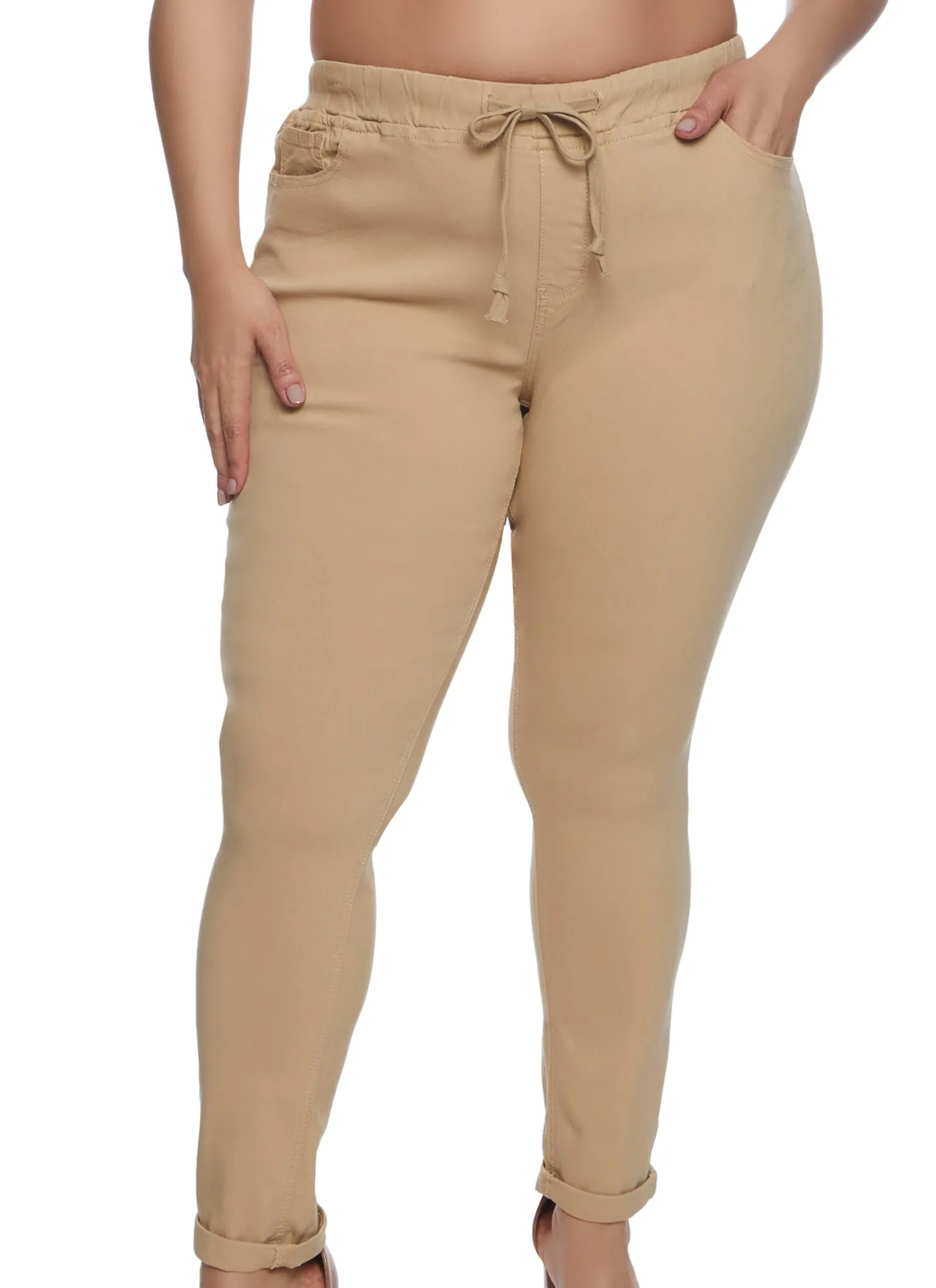 Plus Size Drawstring Waist Twill Pants sold by Rainbow