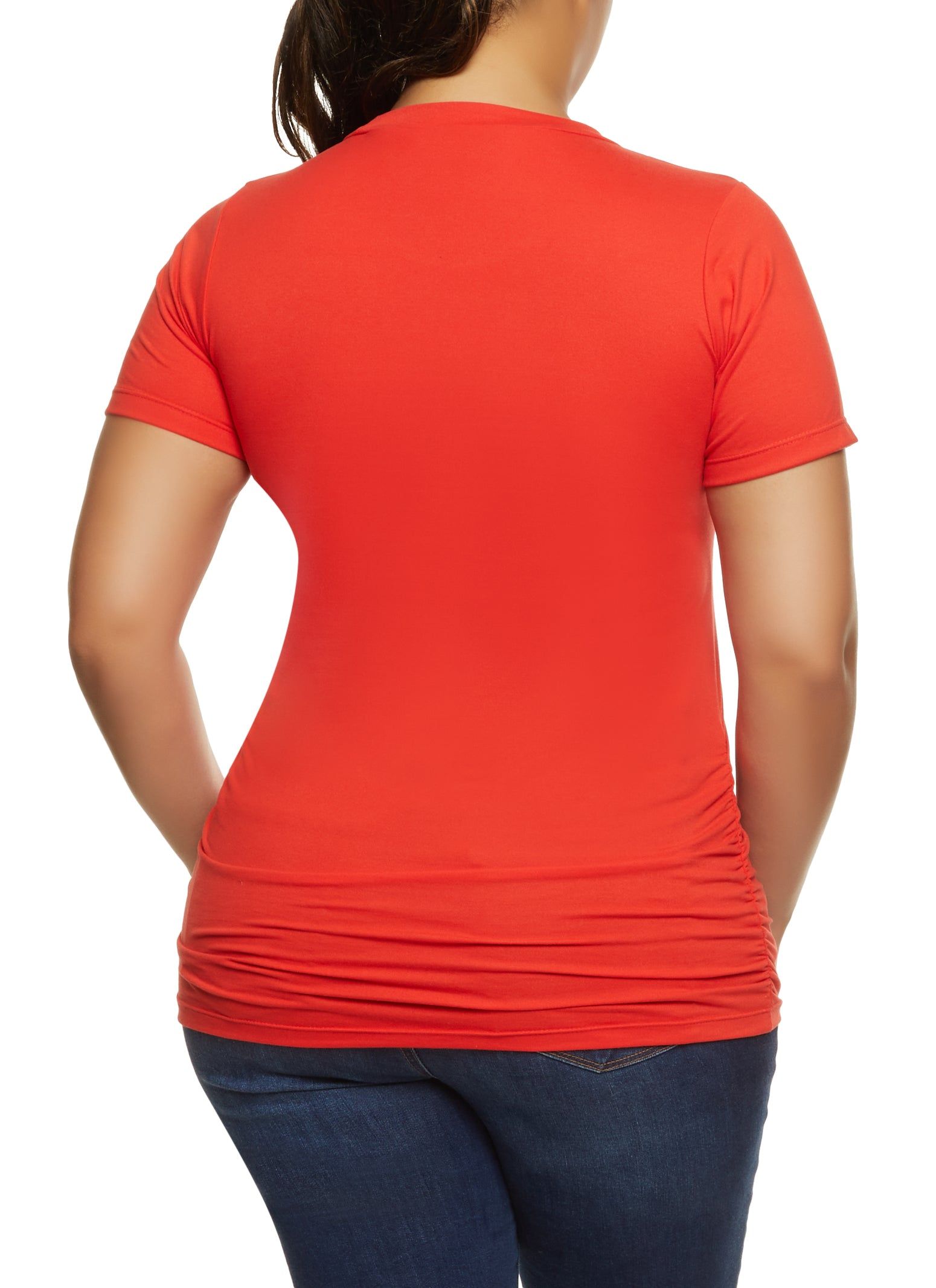 Plus Size Ruched Side Crew Neck Tee sold by Rainbow product image thumbnail 2