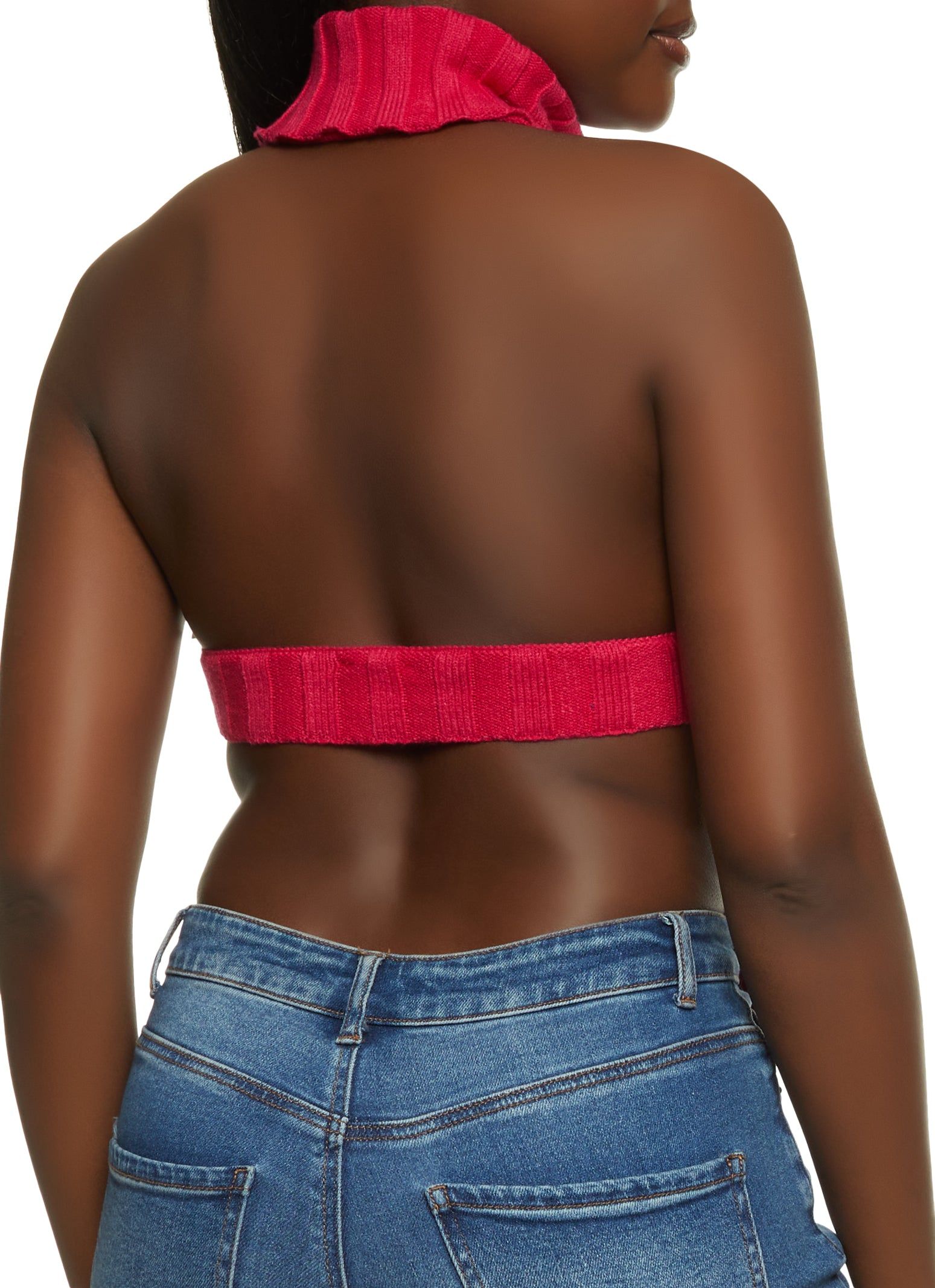 Rib Knit Turtleneck Keyhole Halter Top sold by Rainbow product image thumbnail 2