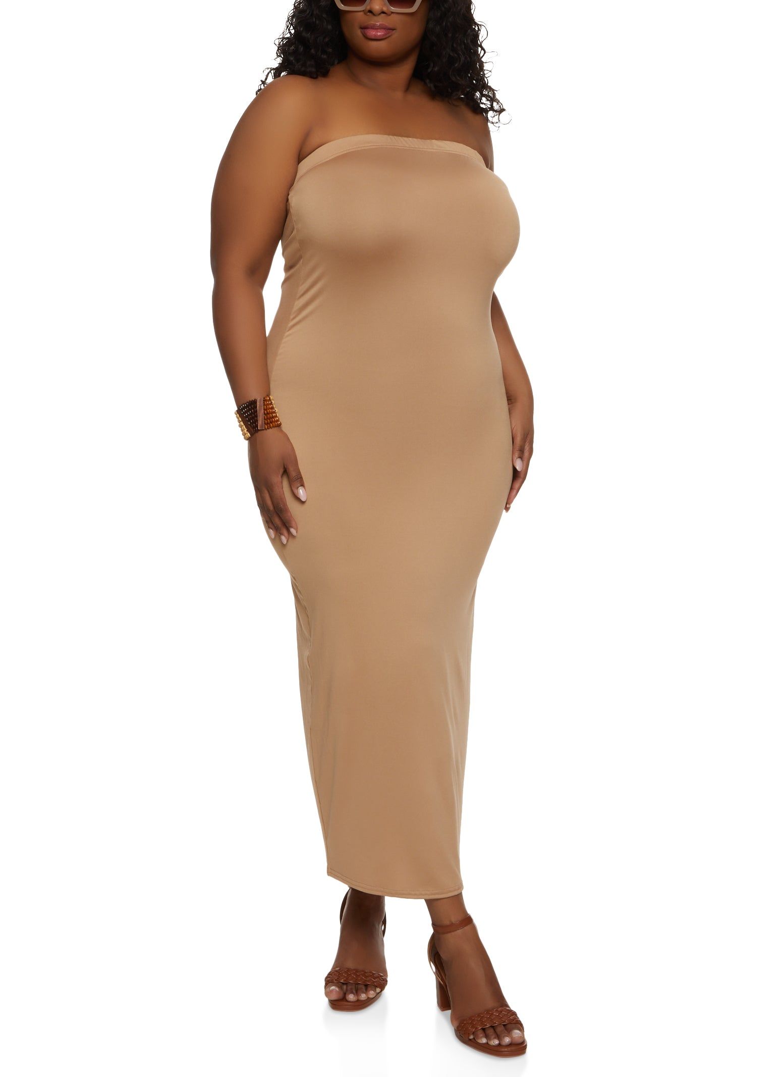 Plus Size Solid Back Slit Maxi Tube Dress sold by Rainbow product image thumbnail 2