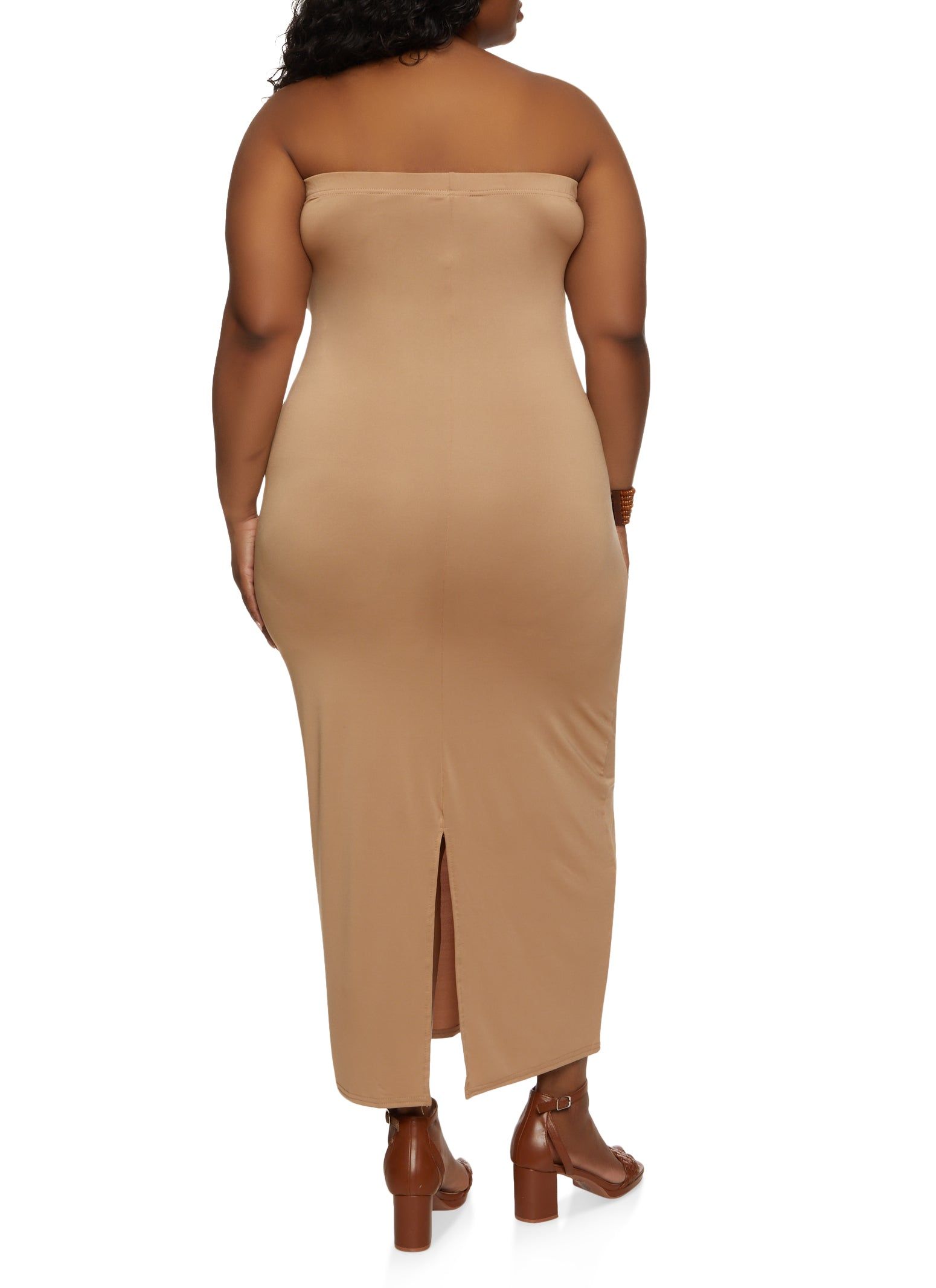 Plus Size Solid Back Slit Maxi Tube Dress sold by Rainbow product image thumbnail 3