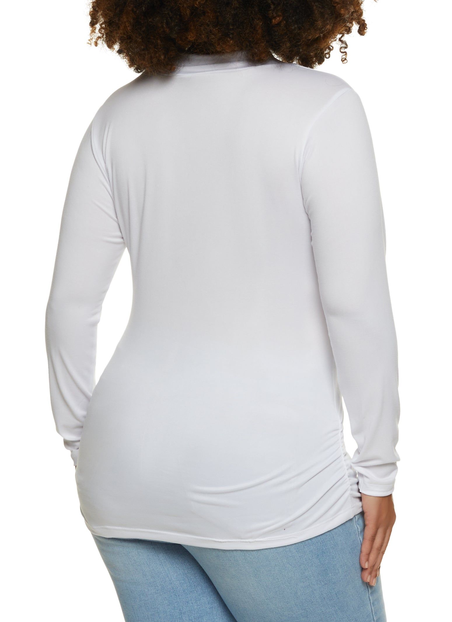 Plus Size Basic Mock Neck Ruched Side Top sold by Rainbow product image thumbnail 2