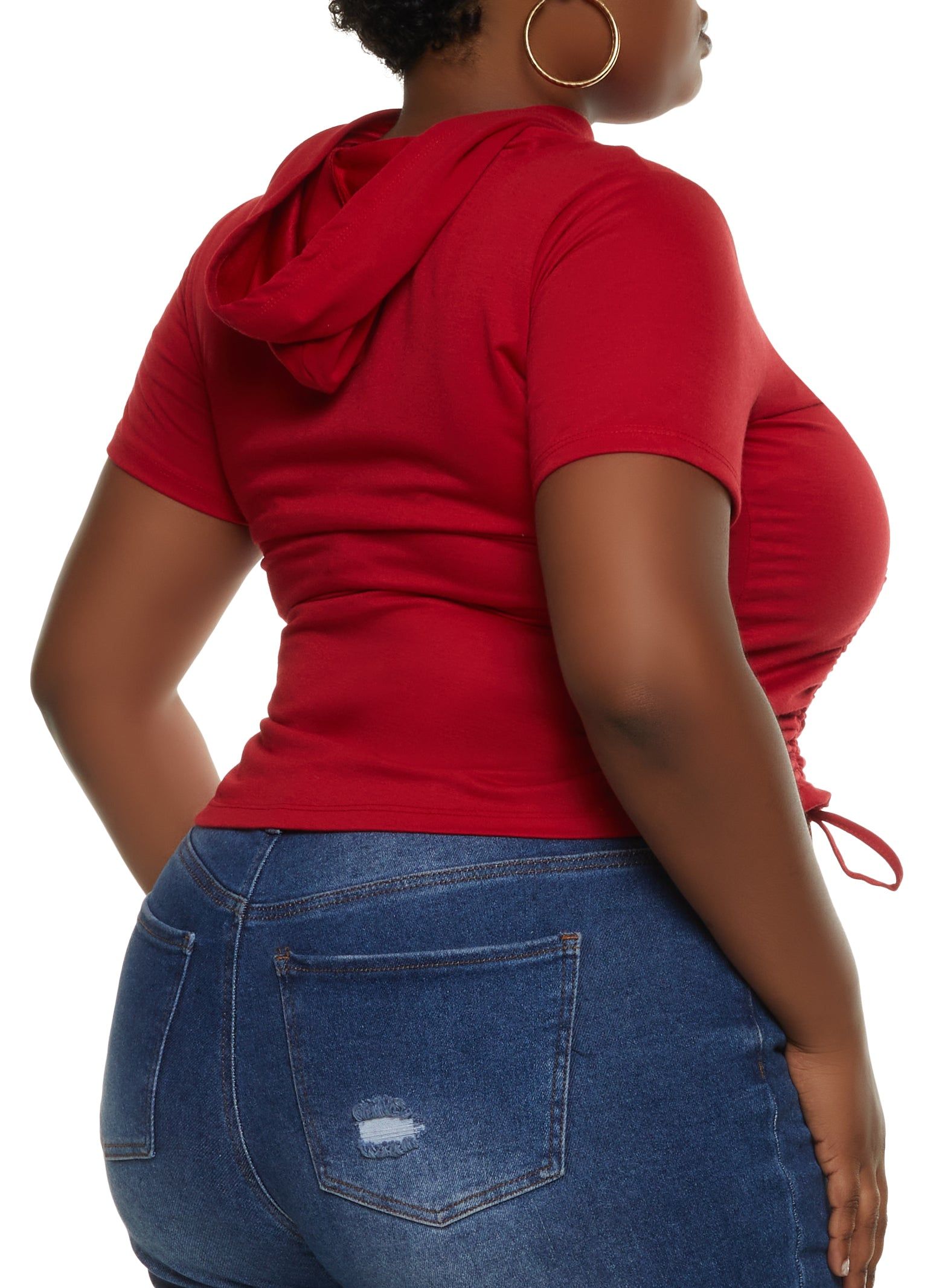 Plus Size Always Grateful Ruched Front Hooded Top sold by Rainbow product image thumbnail 2