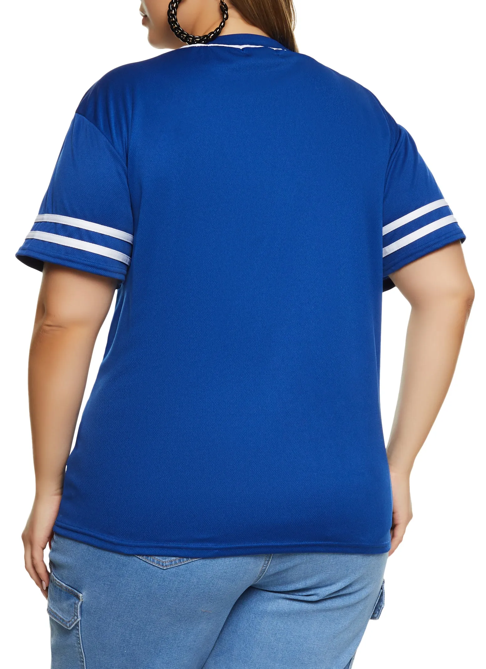 Plus Size NY Chenille Patch Baseball Shirt sold by Rainbow product image thumbnail 3