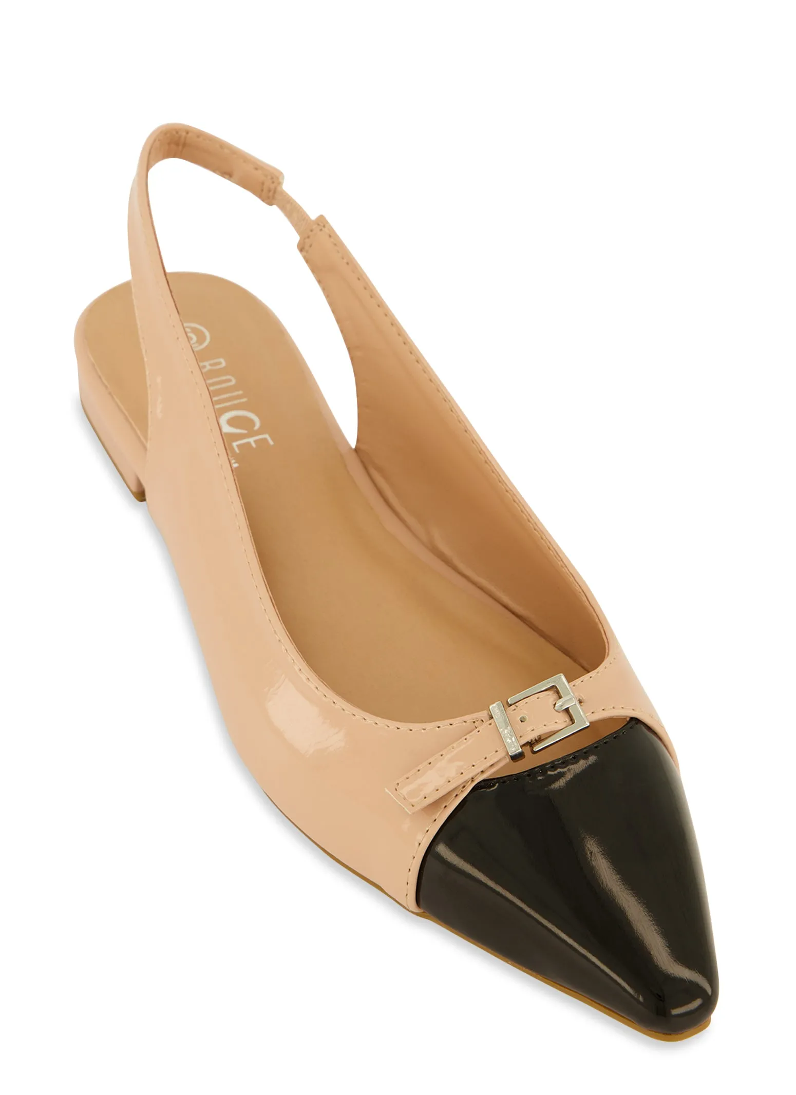 Buckle Detail Slingback Pointed Toe Flats sold by Rainbow