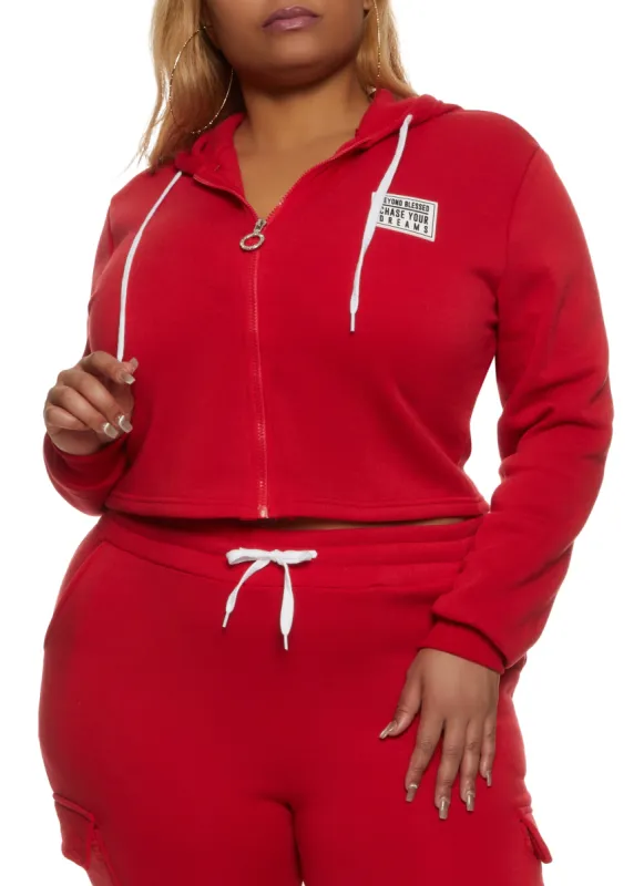 Plus Size Beyond Blessed Graphic Patch Hoodie sold by Rainbow