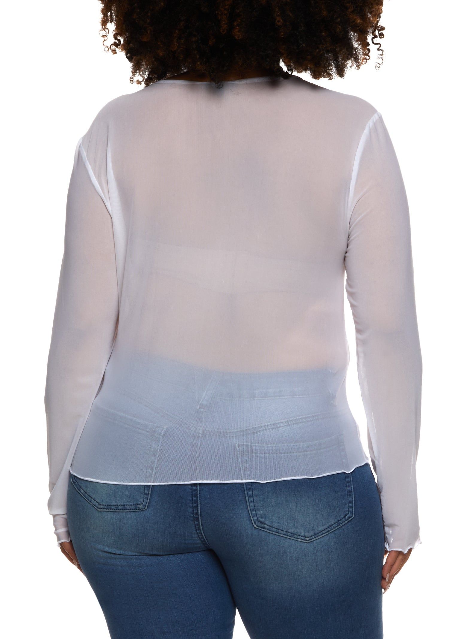 Plus Size Mesh Lettuce Edge Keyhole Top sold by Rainbow product image thumbnail 2