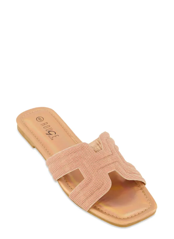 Glitter H Band Flat Slide Sandals sold by Rainbow