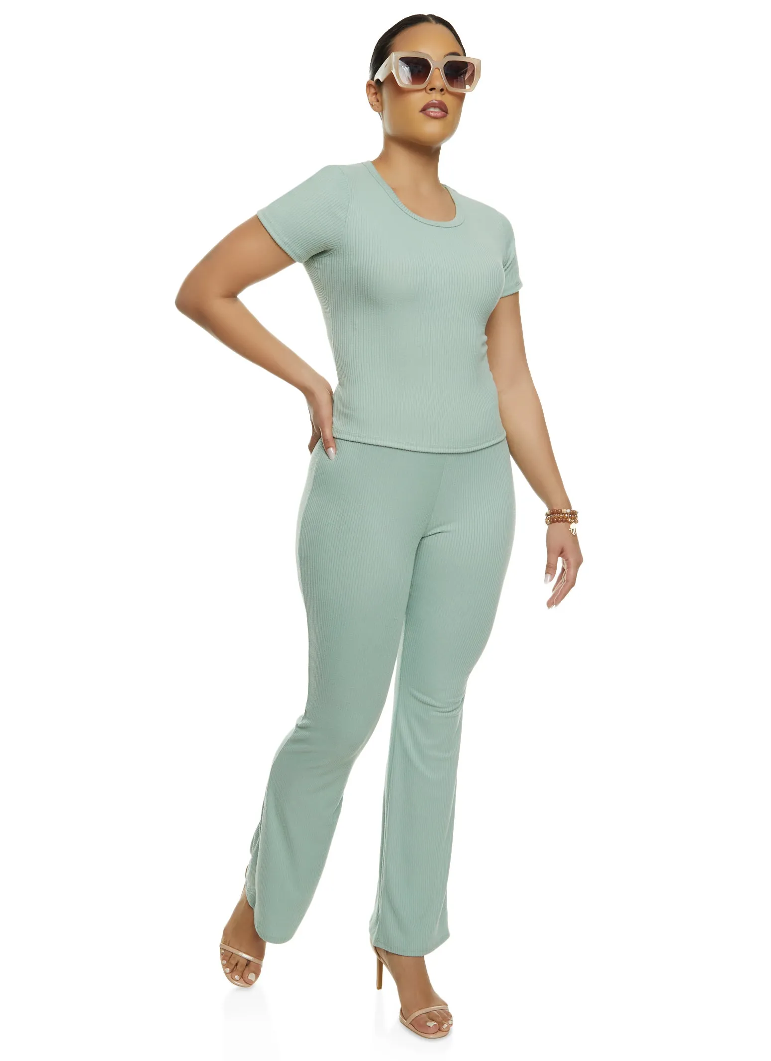 Ribbed Knit Short Sleeve Top sold by Rainbow product image thumbnail 2