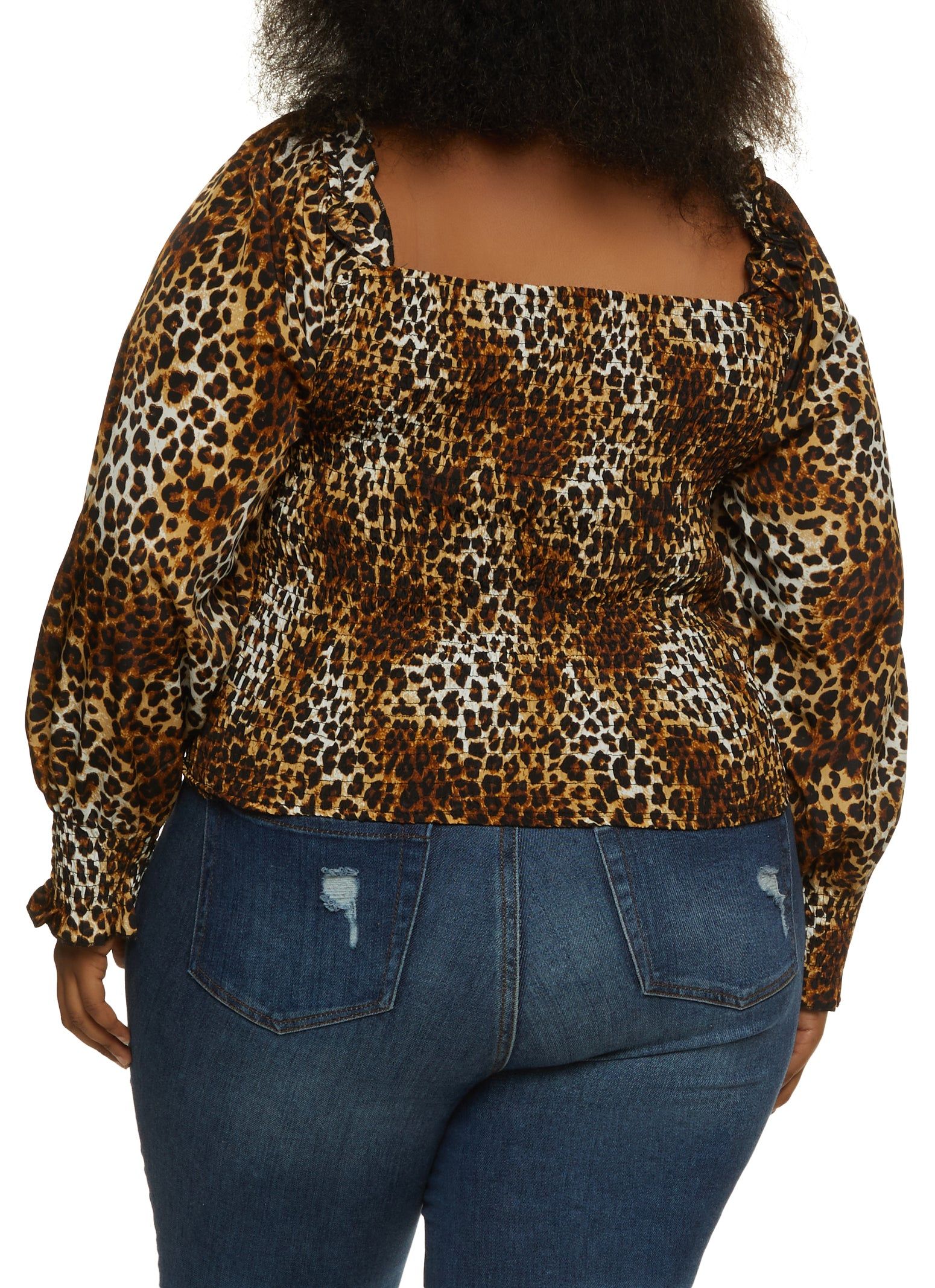 Animal Print Ruched Front Puff Sleeve Blouse sold by Rainbow product image thumbnail 2