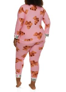 Plus Size Cuddle Bear Print Pajama Top and Pants sold by Rainbow