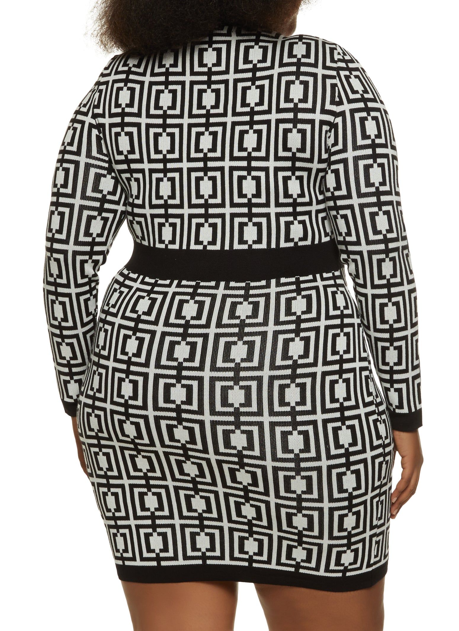 Plus Size Patterned Faux Button Sweater Dress sold by Rainbow product image thumbnail 3