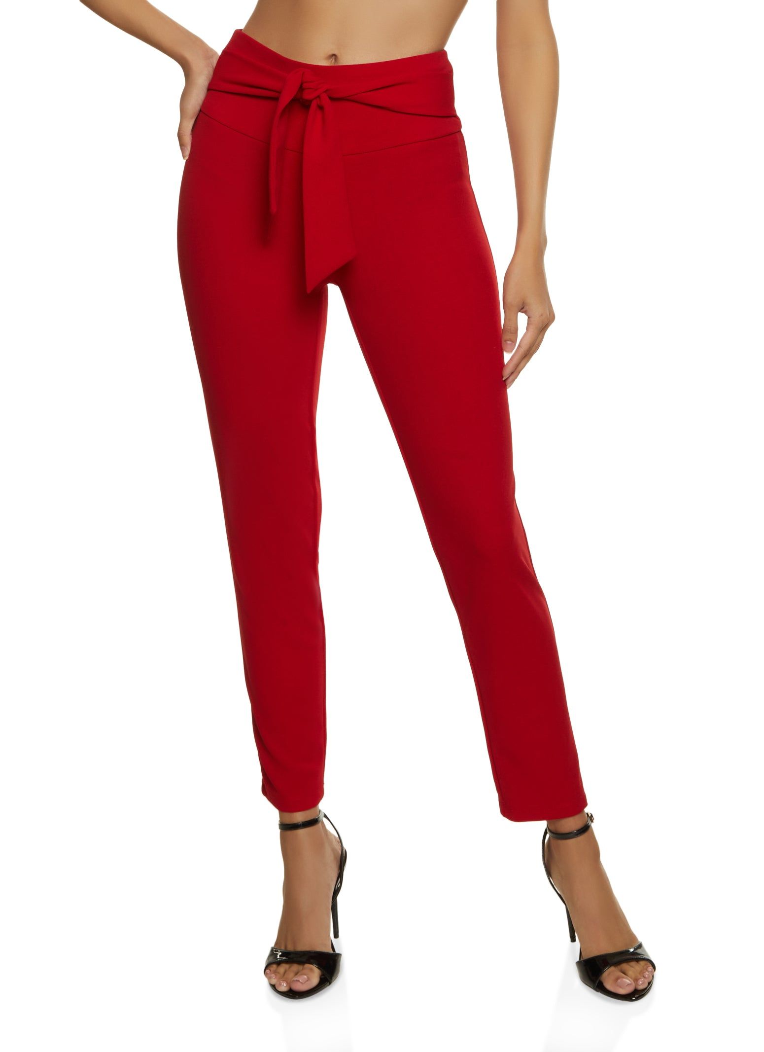 Crepe Knit Tie Waist Dress Pants sold by Rainbow