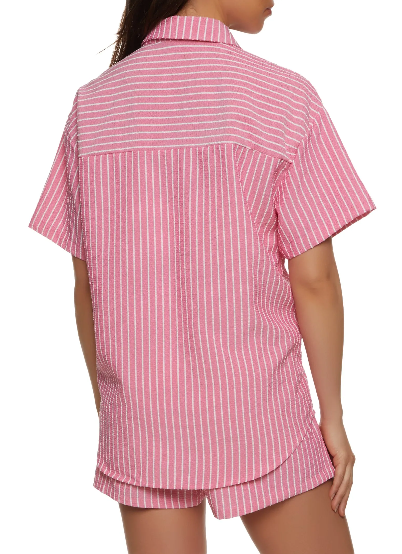 Textured Knit Striped Oversized Button Front Shirt sold by Rainbow product image thumbnail 3