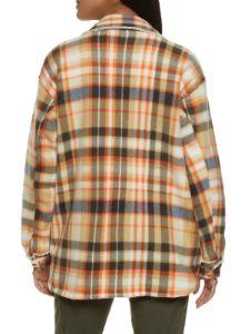 Plaid Sherpa Lined Brushed Knit Shacket sold by Rainbow
