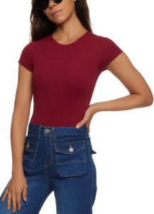 Basic Crew Neck Short Sleeve Bodysuit sold by Rainbow