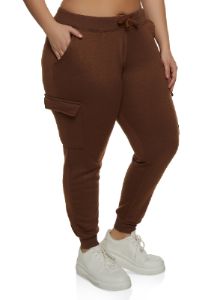 Plus Size Cargo Pocket Fleece Lined Joggers sold by Rainbow