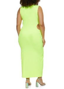 Plus Size Ribbed Cut Out Maxi Tank Dress sold by Rainbow