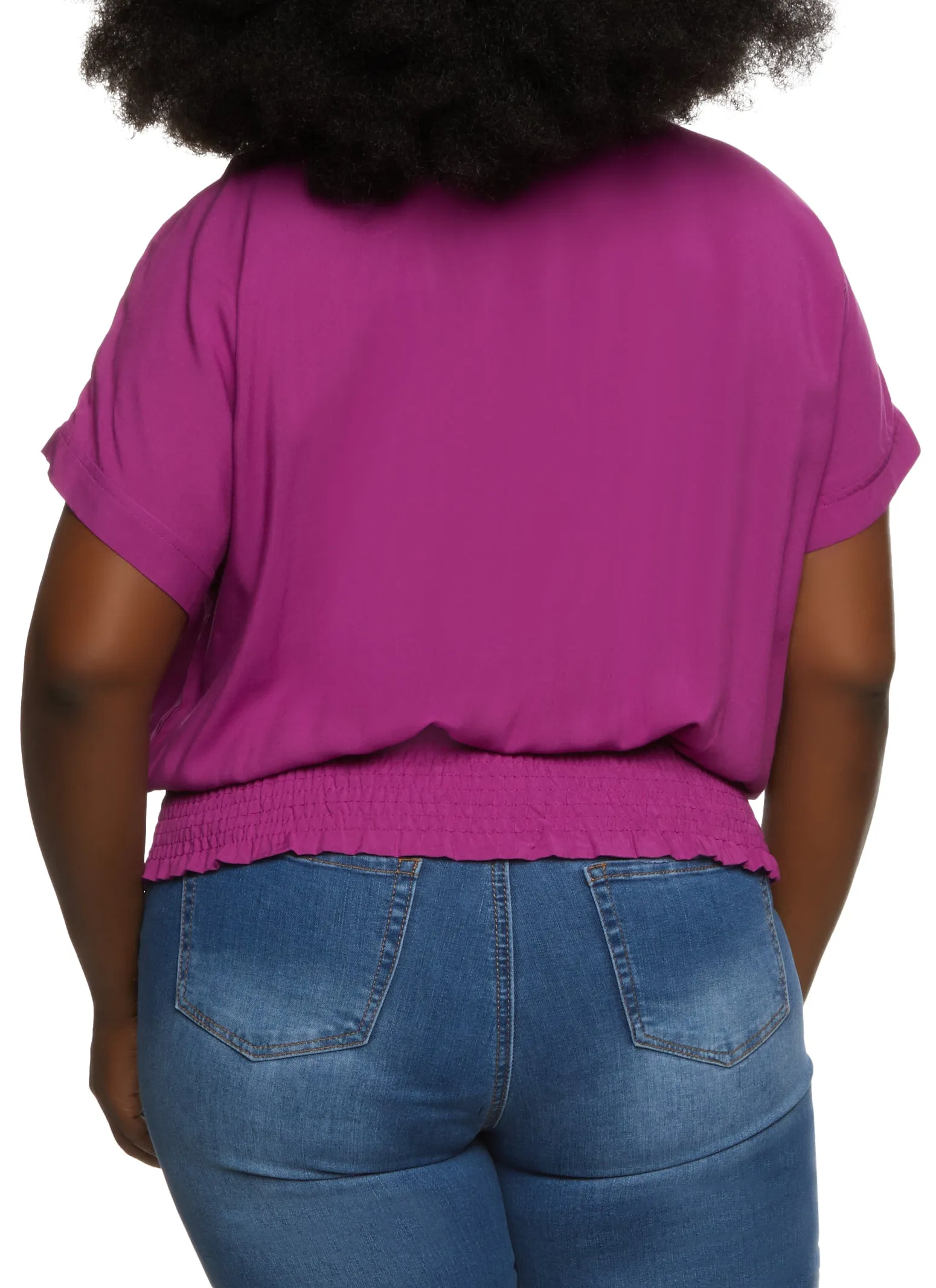 Plus Size Smocked Waist Button Front Blouse sold by Rainbow product image thumbnail 2