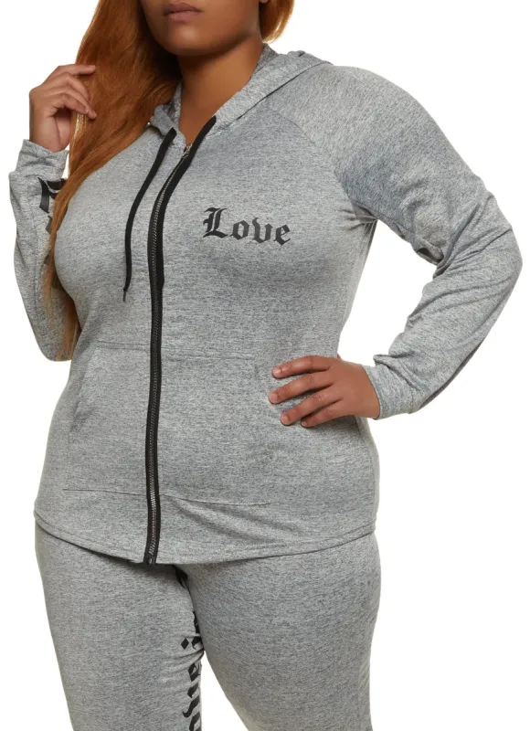 Plus Size Love Is Love Zip Front Hoodie sold by Rainbow