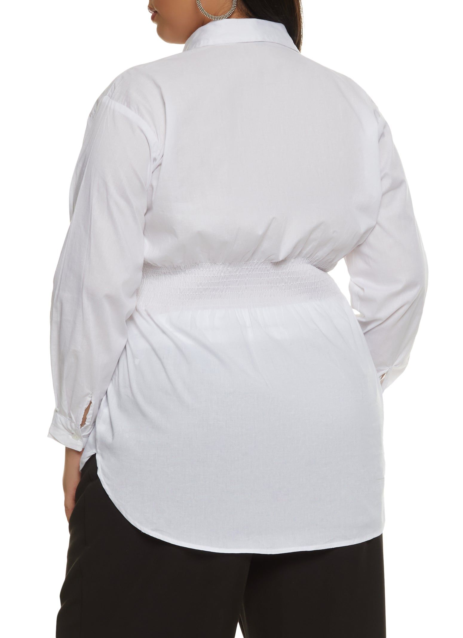 Plus Size Smocked Waist Button Down Shirt sold by Rainbow product image thumbnail 2