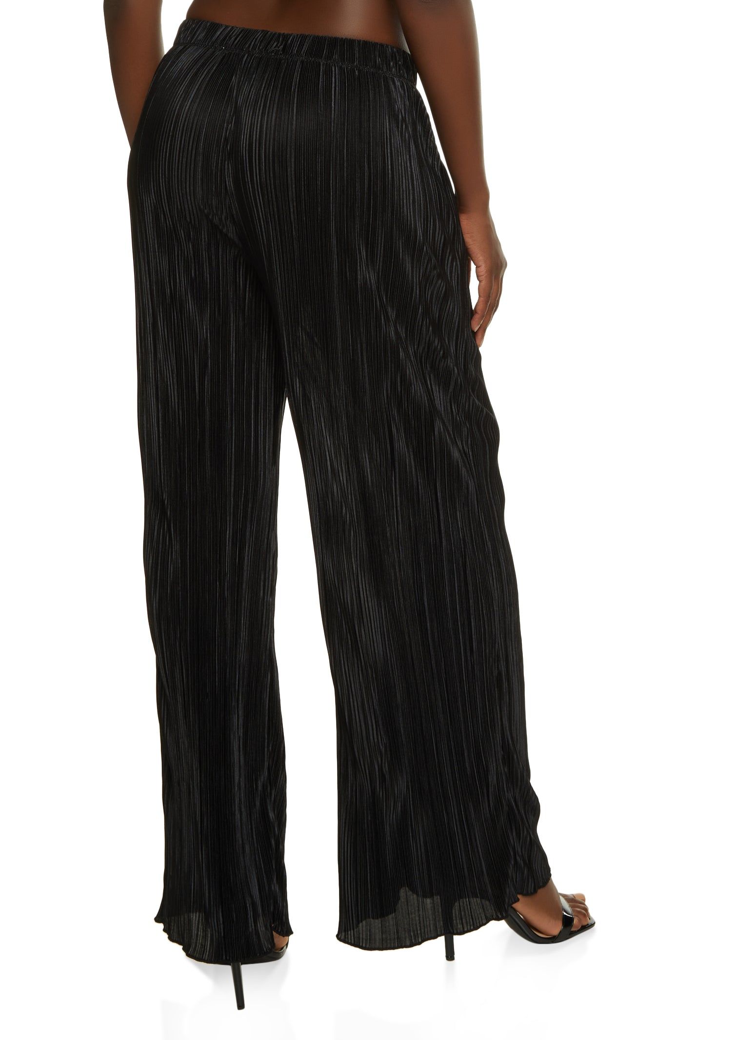 Solid Plisse High Waist Wide Leg Pants sold by Rainbow product image thumbnail 2