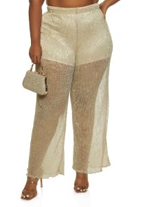 Plus Size Lurex Sheer Palazzo Pants sold by Rainbow