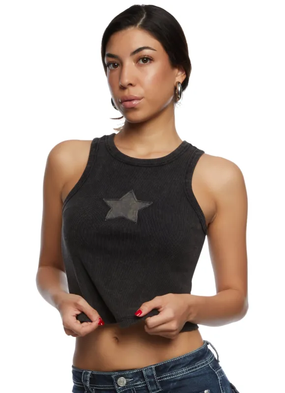 Almost Famous Ribbed Star Graphic Tank Top sold by Rainbow