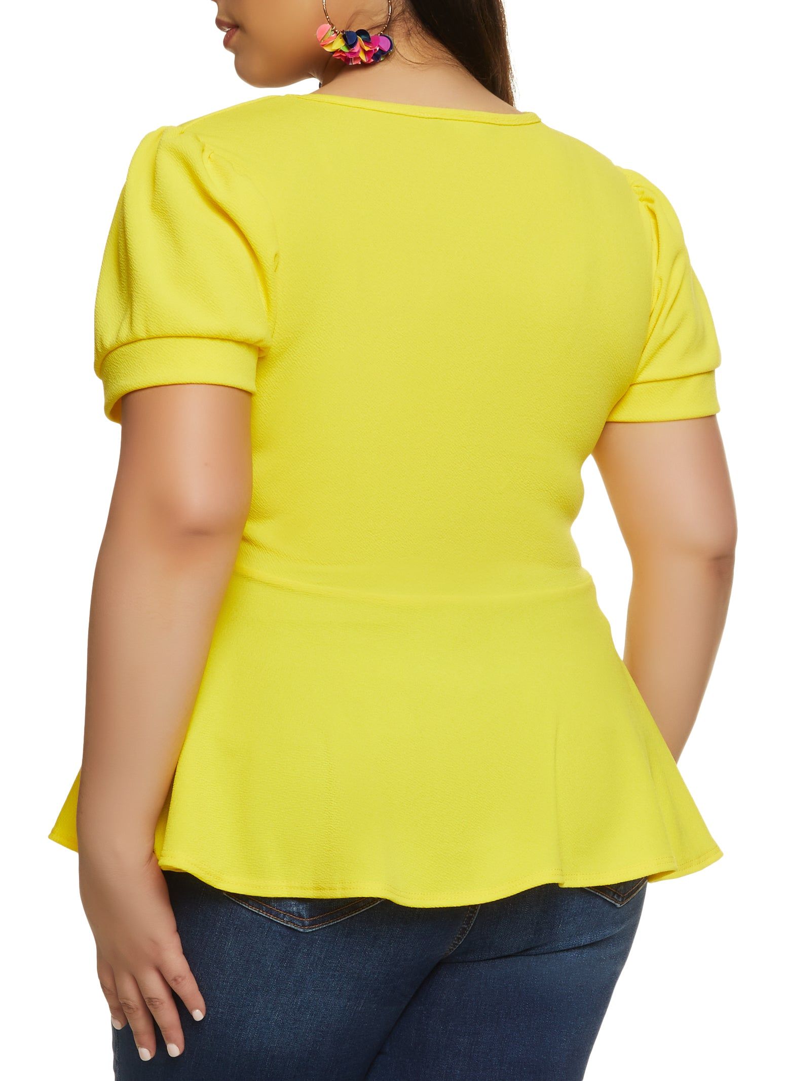 Plus Size Solid Crepe Knit Peplum Top sold by Rainbow product image thumbnail 2