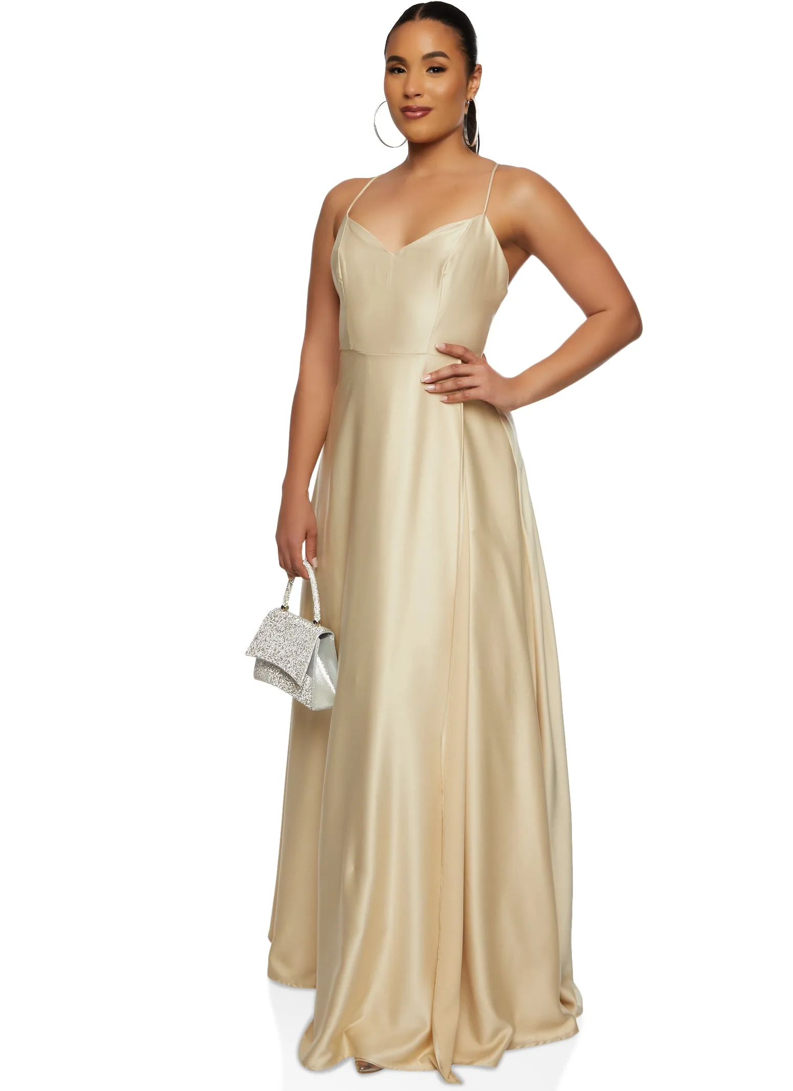 Satin Criss Cross Back Maxi Dress sold by Rainbow product image thumbnail 2