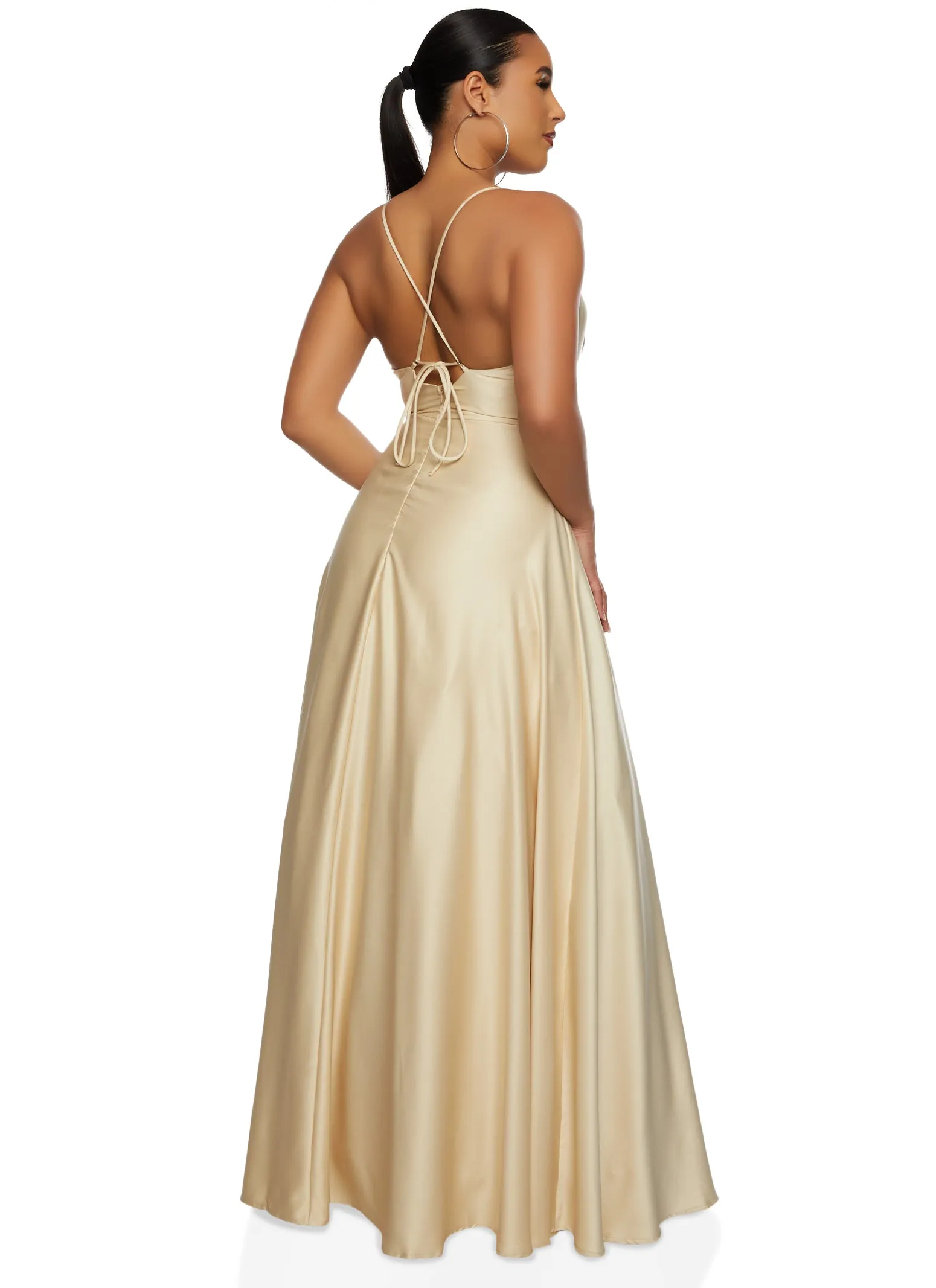 Satin Criss Cross Back Maxi Dress sold by Rainbow product image thumbnail 3