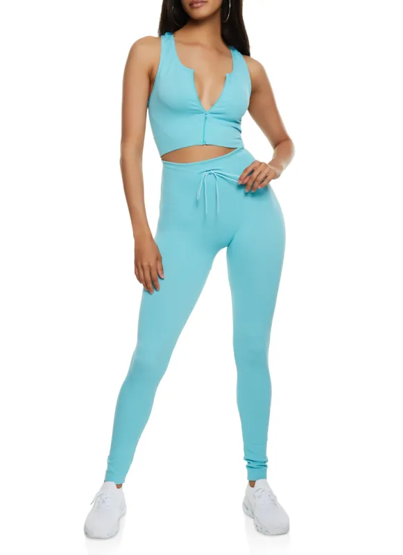 Seamless Ribbed Drawstring Leggings sold by Rainbow